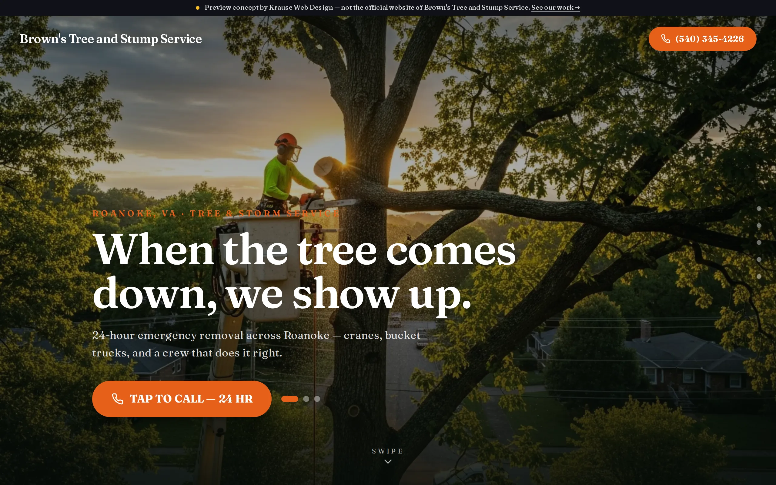 Website built for Brown’s Tree & Stump Service