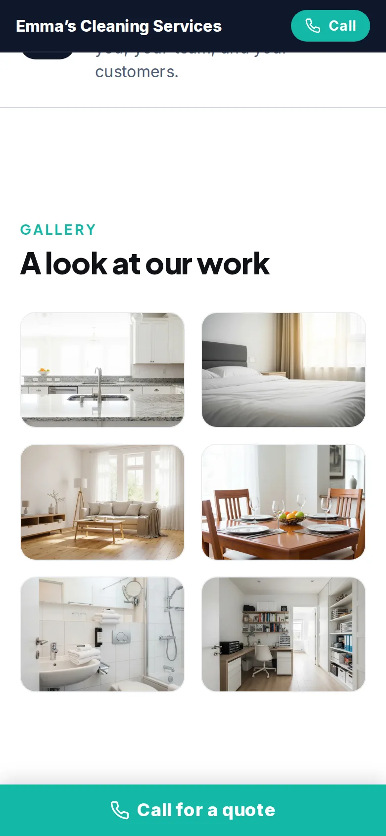 Project galleries & before/after — shown on a phone