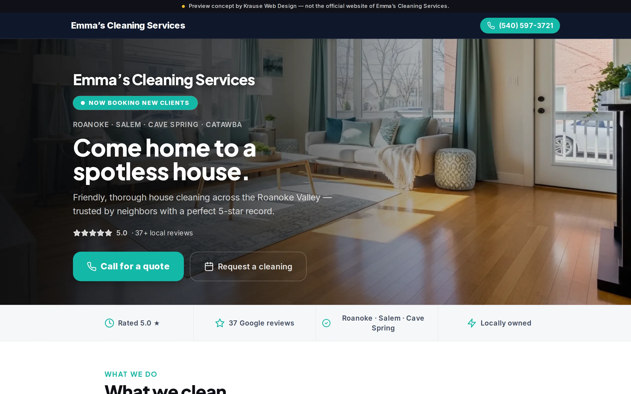 Website built for Emma’s Cleaning Services
