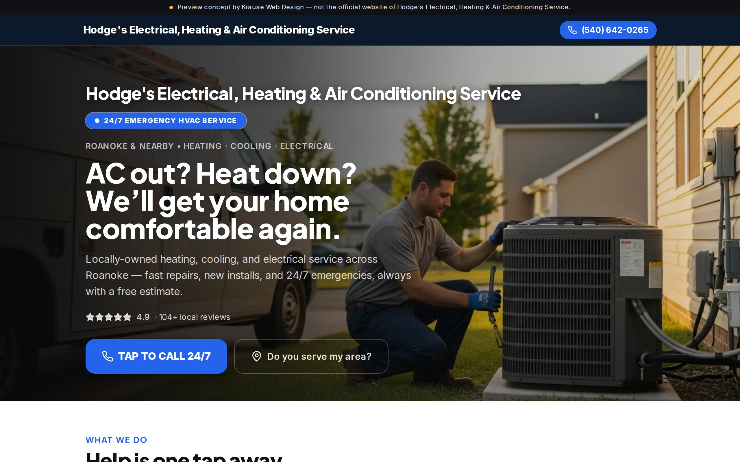 Website built for Hodge’s Electrical, Heating & Air