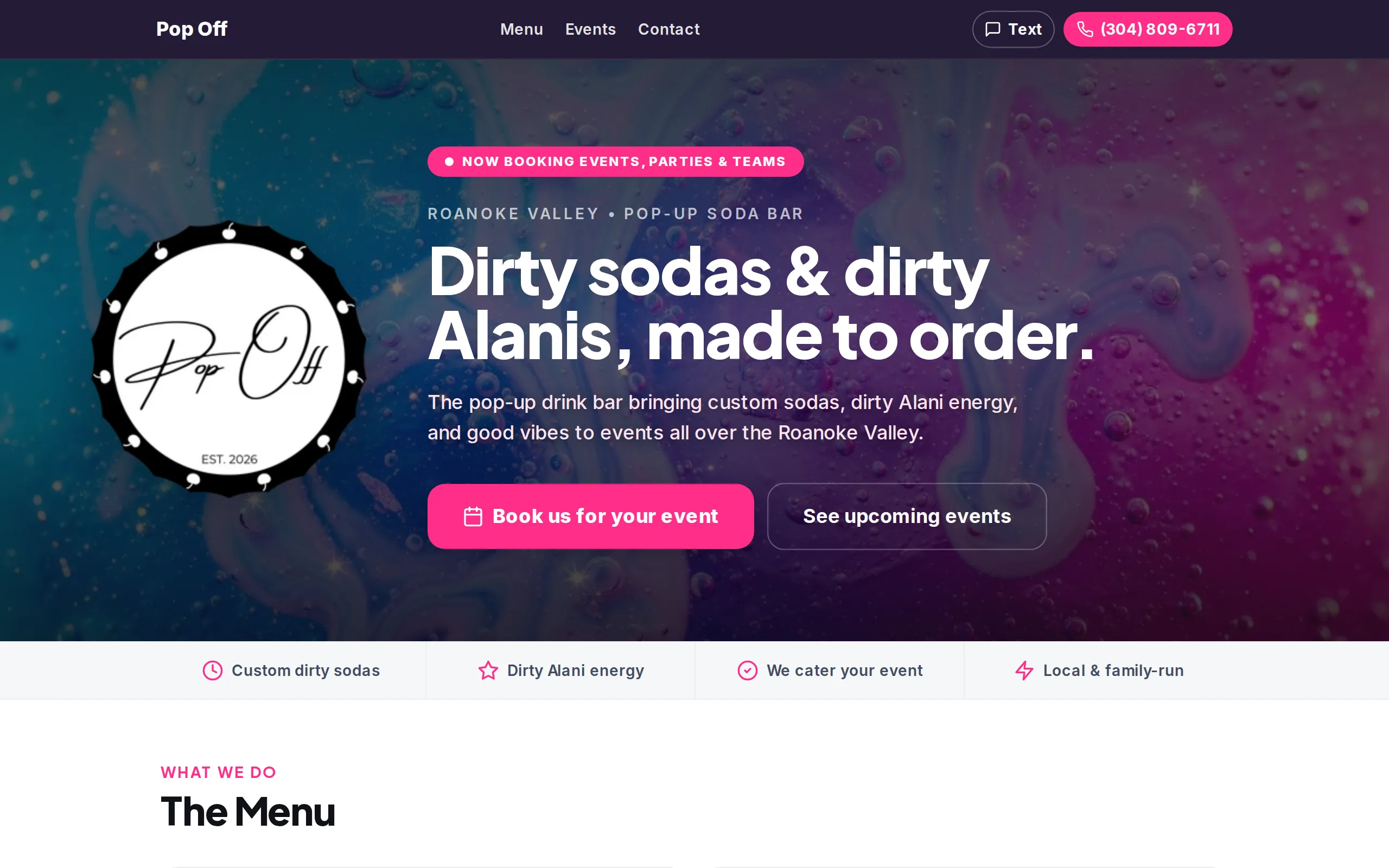 Website built for Pop Off